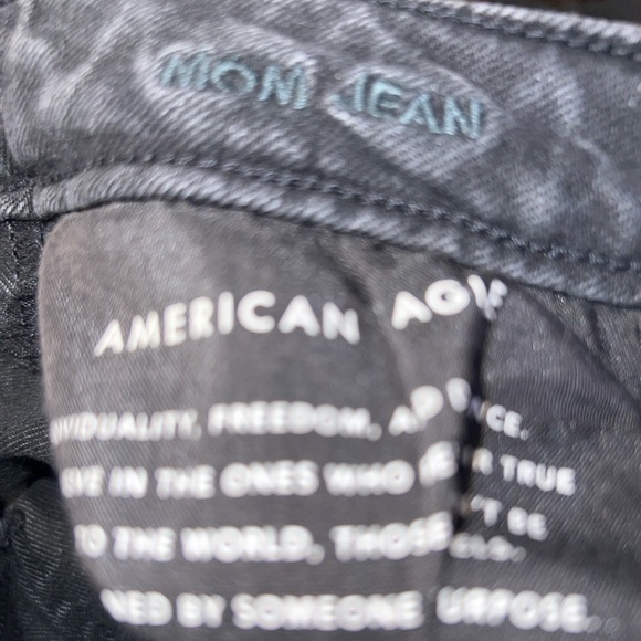 American Eagle Black Jeans with Smiley Face Design Mom Jean 6 - Picture 7 of 11